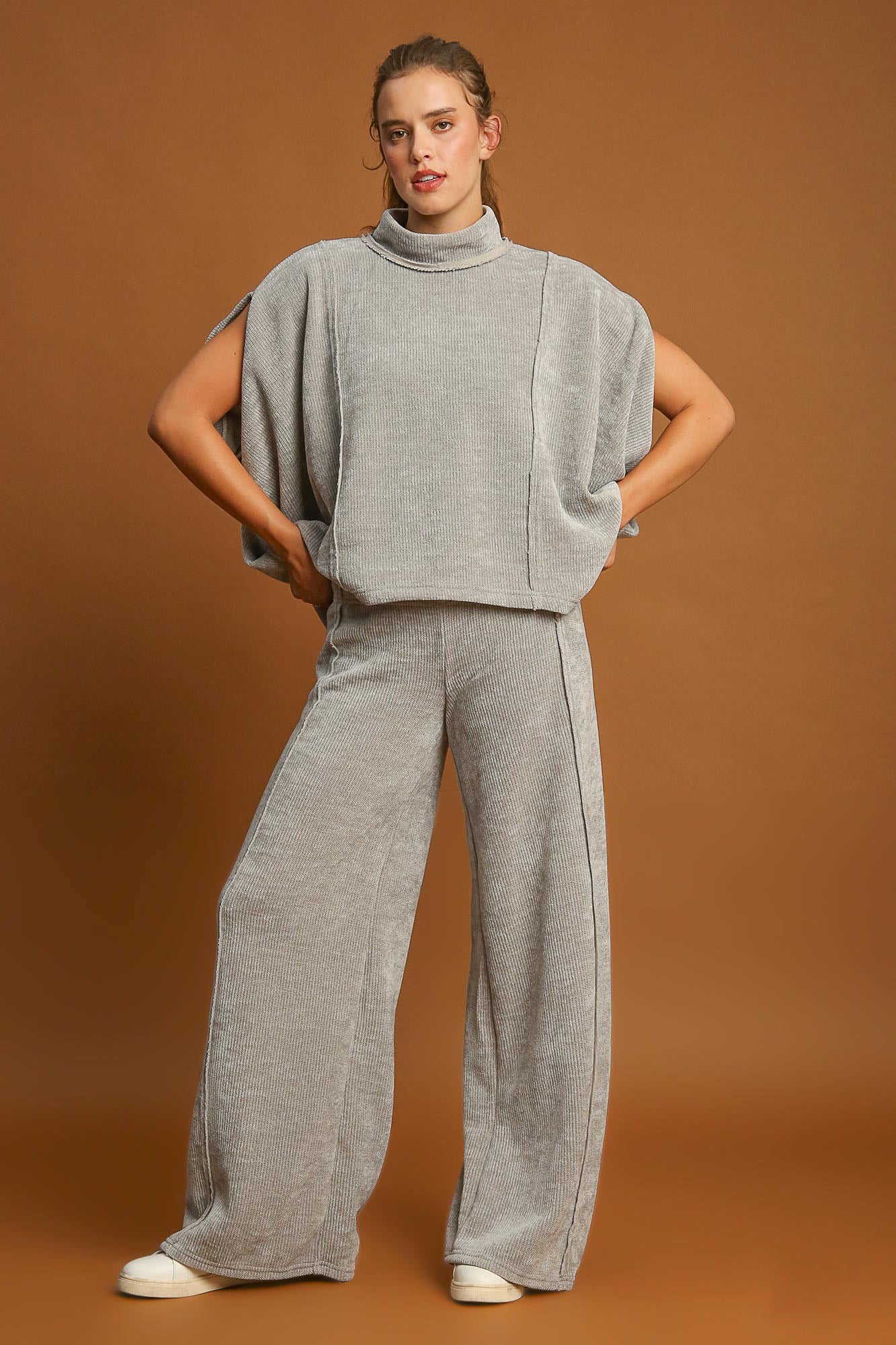 Umgee Elastic Waist Wide Leg Pants